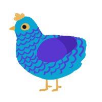 A cerulean and indigo chicken with a lace pattern