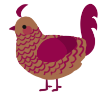 A brown and maroon chicken with a lace pattern