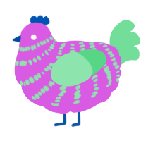 A orchid and spring chicken with a bar pattern