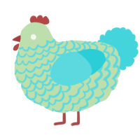 A gluppy and aqua chicken with a lace pattern