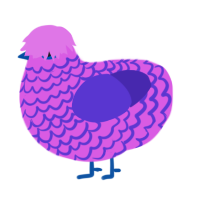 A orchid and indigo chicken with a lace pattern