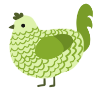 A apple and chartreuse chicken with a lace pattern
