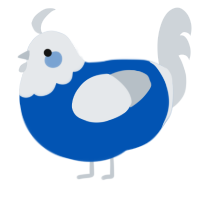 A ultramarine and mist chicken with a head pattern
