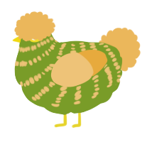 A chartreuse and honey chicken with a bar pattern