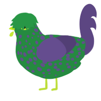 A viridian and overcast chicken with a speckle pattern