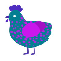 A sea and amethyst chicken with a speckle pattern