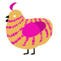 A honey and fuchsia chicken with a bar pattern