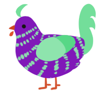 A violet and spring chicken with a bar pattern