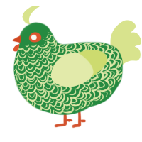 Cucumber, a viridian and lemon chicken with a double-lace pattern