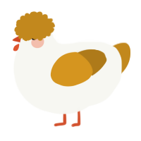 A white and ochre chicken