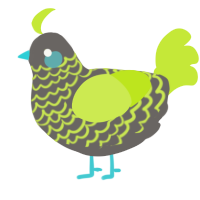 A grey and lime chicken with a lace pattern