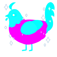 Haunted, a plum and mint chicken with a head pattern