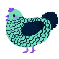 A mint and tumblr chicken with a lace pattern