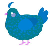 A sea and sapphire chicken with a speckle pattern