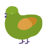 A chartreuse and orange chicken
