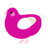 A fuchsia and white chicken