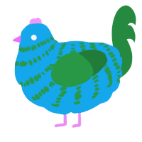 A sky and viridian chicken with a bar pattern