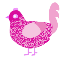 Woahh, a fuchsia and pink chicken with a double-lace pattern