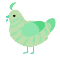 A gluppy and spring chicken with a bar pattern