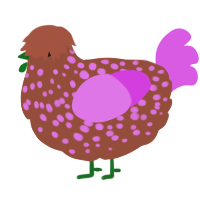 A russet and orchid chicken with a speckle pattern