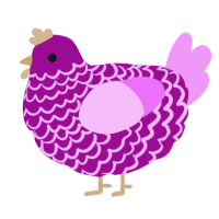 Fork, a plum and lavender chicken with a lace pattern