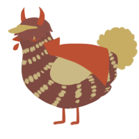 A russet and honey chicken with a bar pattern
