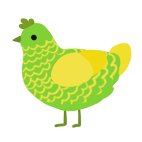 A grass and yellow chicken with a lace pattern
