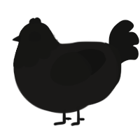 A sable and black chicken with a head pattern
