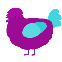 A plum and aqua chicken