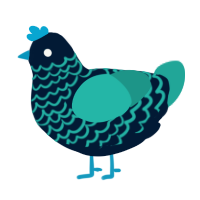 A tumblr and turquoise chicken with a lace pattern