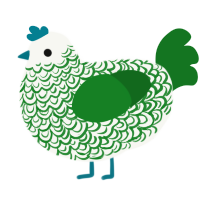 Springler, a white and leaf chicken with a double-lace pattern