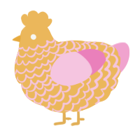 A honey and pink chicken with a lace pattern
