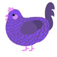 A blurple and overcast chicken with a lace pattern