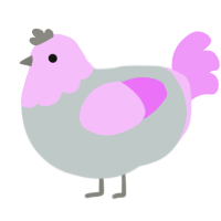 Strawberry Donut, a silver and lavender chicken with a head pattern
