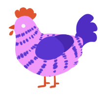 A lavender and indigo chicken with a bar pattern