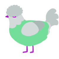 A spring and silver chicken with a head pattern