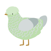 A gluppy and silver chicken with a lace pattern