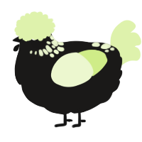 A sable and apple chicken with a neck-speckle pattern