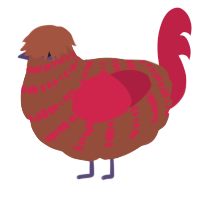 A russet and crimson chicken with a bar pattern