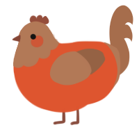 A vermilion and brown chicken with a head pattern
