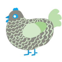 A ash and gluppy chicken with a lace pattern