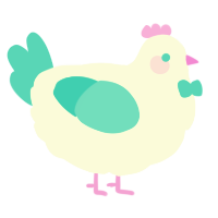 A white and aqua chicken