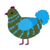 A olive and sky chicken with a bar pattern