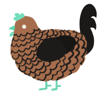 A brown and sable chicken with a lace pattern