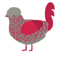 Jasmine, a ash and crimson chicken with a lace pattern