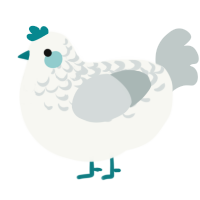 Snow Day, a white and silver chicken with a half-lace pattern