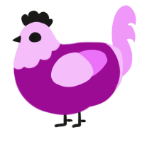 A plum and lavender chicken with a head pattern