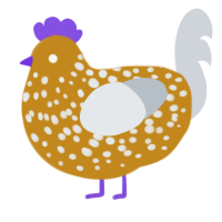 A ochre and mist chicken with a speckle pattern