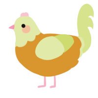 A orange and lemon chicken with a head pattern