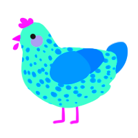 glorbus, a mint and sapphire chicken with a speckle pattern